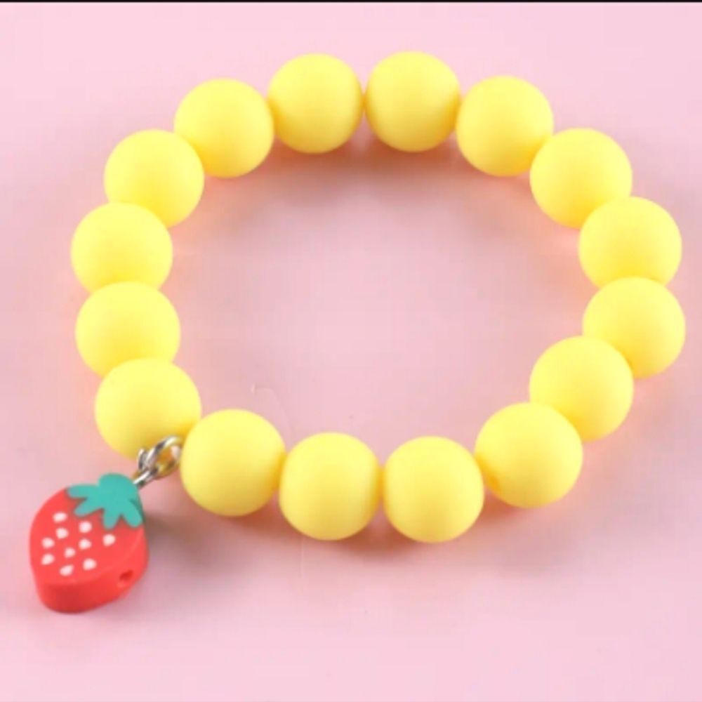 Girls Cute Soft Pottery Fruit Pendant Colorful Kids Bead Bracelet - Picture 1 of 7